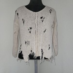 Unbranded Yvory Cream Women's Shredded Hobo Hippie Sweater Size Small